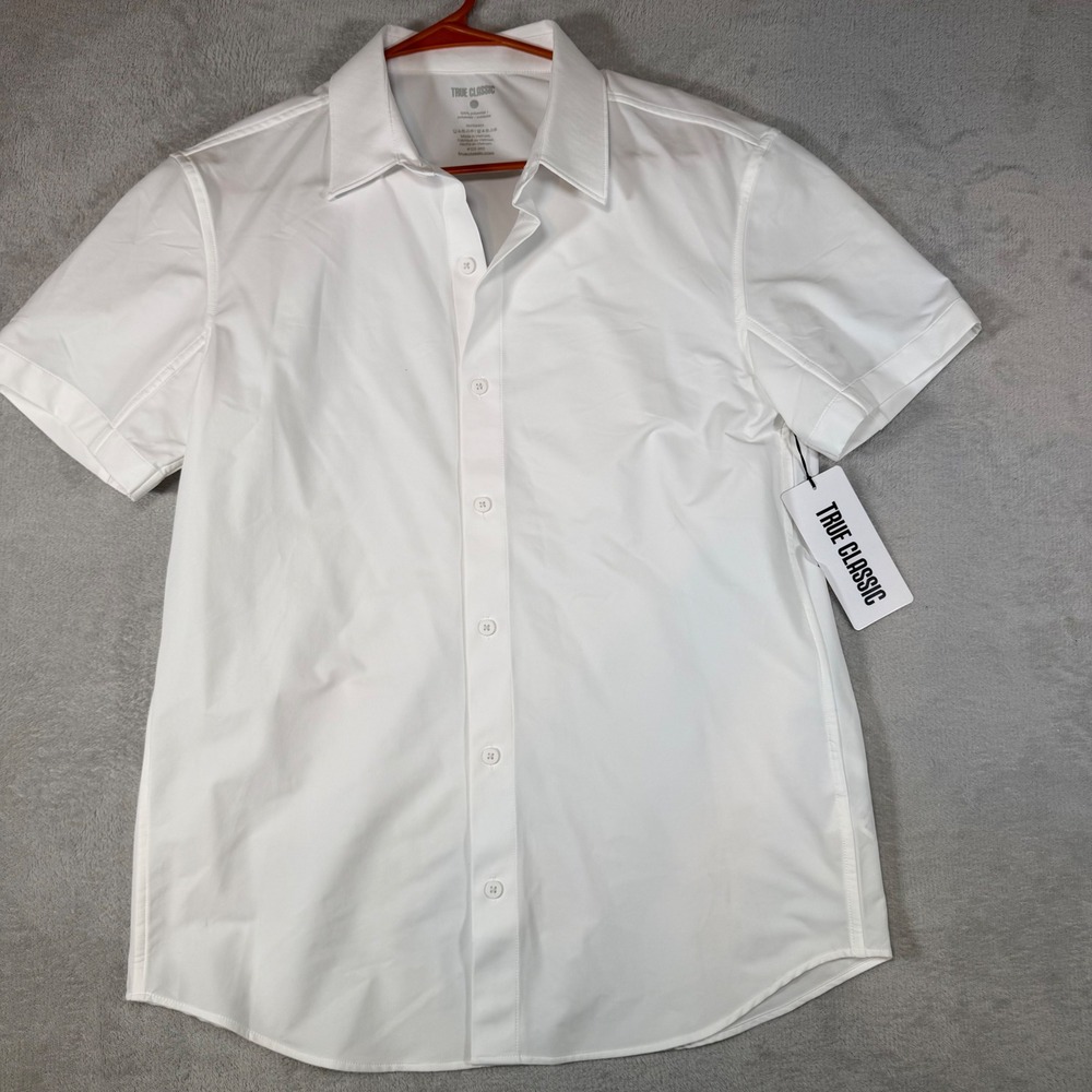 True Classic Mens White Short Sleeve Commuter Shirt TCT4013WHITEM Size M NWT